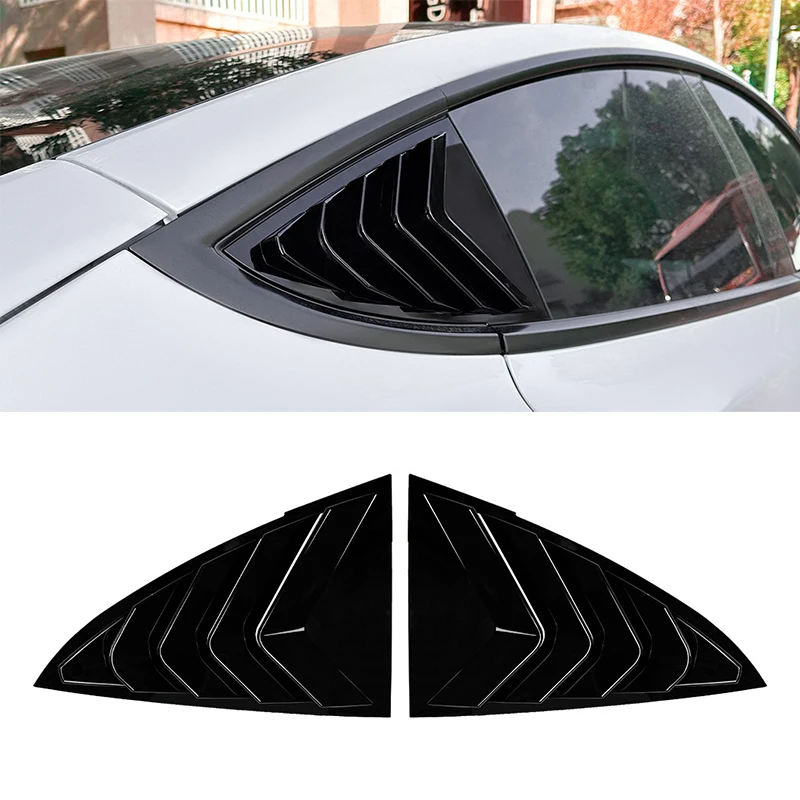 Car Rear Window Shutter Cover Trim For Tesla Model 3 2017-23 For Model Y 2020-2024 Glossy black/Carbon Fiber look