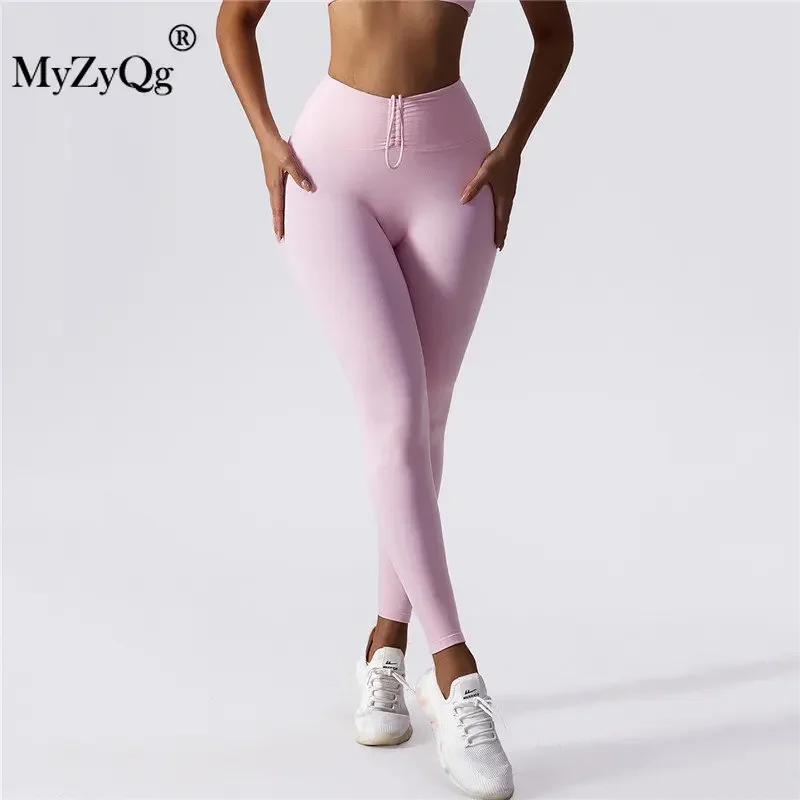 MyZyQg Women Drawstring Abdominal Yoga Push Up Leggings Tight Running Gym Bottoming Sports Training Fitness Pilate Pant