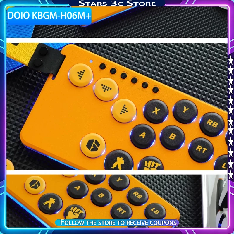DOIO KBGM-H06M+ Mini Gaming Keyboard Aluminum Alloy Dual-axis Mount Dual-axis Light Suitable for Arcade Fighting Games
