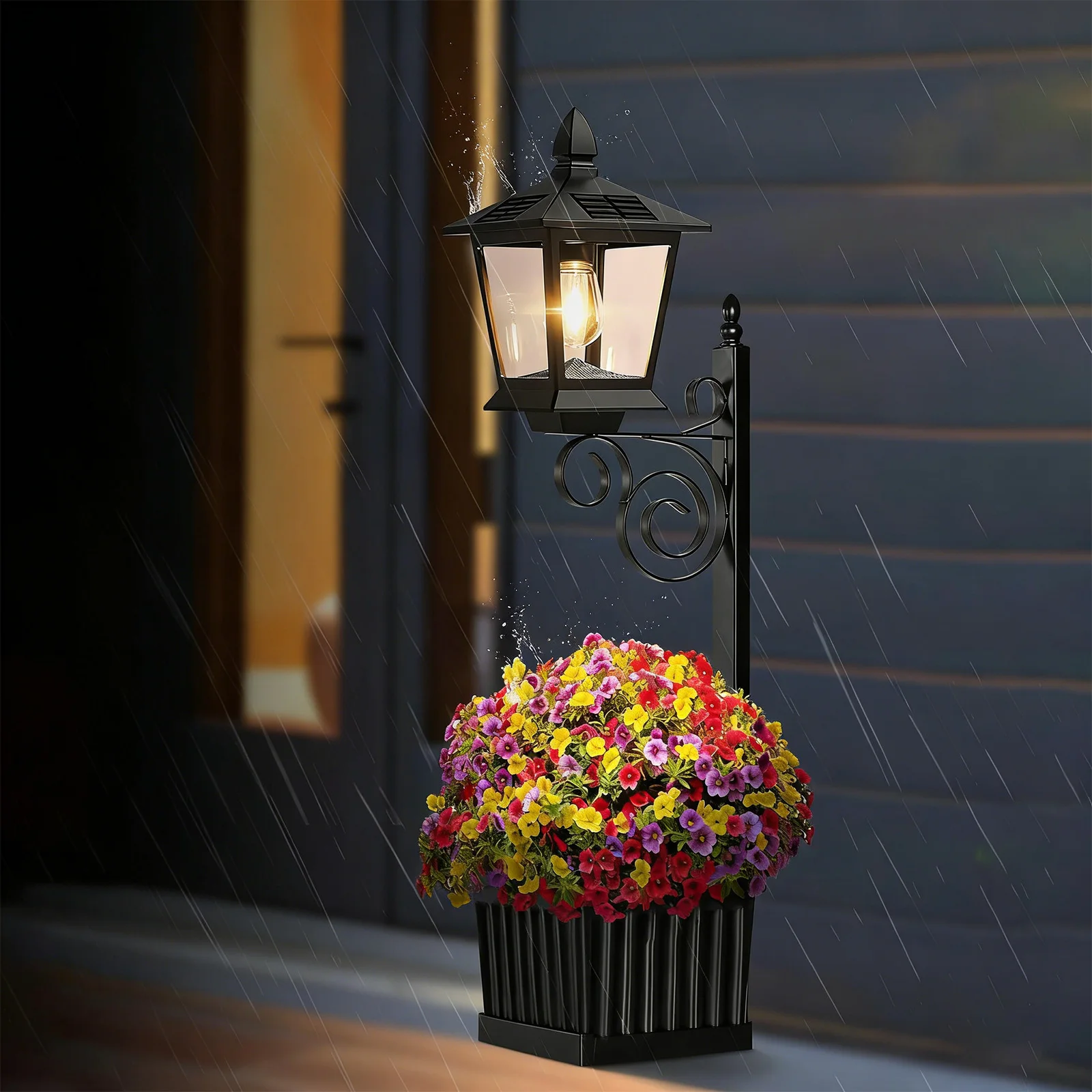 

Solar Lamp Post with Planter IP65 Waterproof Solar Powered Outdoor Post Light with Flower Pot for Garden Yard Porch Use