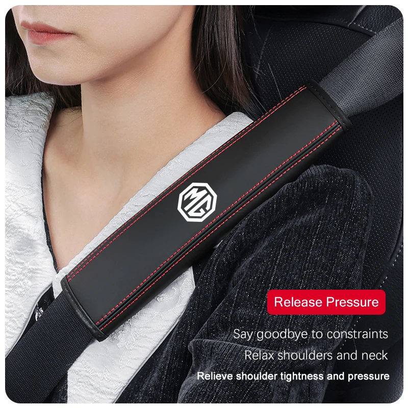 Car Seat Belt Leather Shoulder Pad Accessories for MG ZS 5 7 6 Cyberster MG4 EV ES5 HS ONE GT GS MG3 3SW MARVEL R Scorpio