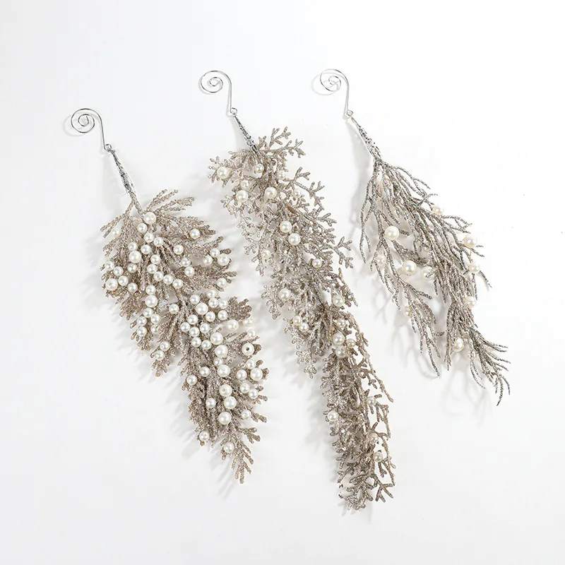 Christmas Artificial Christmas Glitter Branches DIY Realistic Simulated Christmas Cypress Leaves Elegant Party Decor Navidad - Image 5