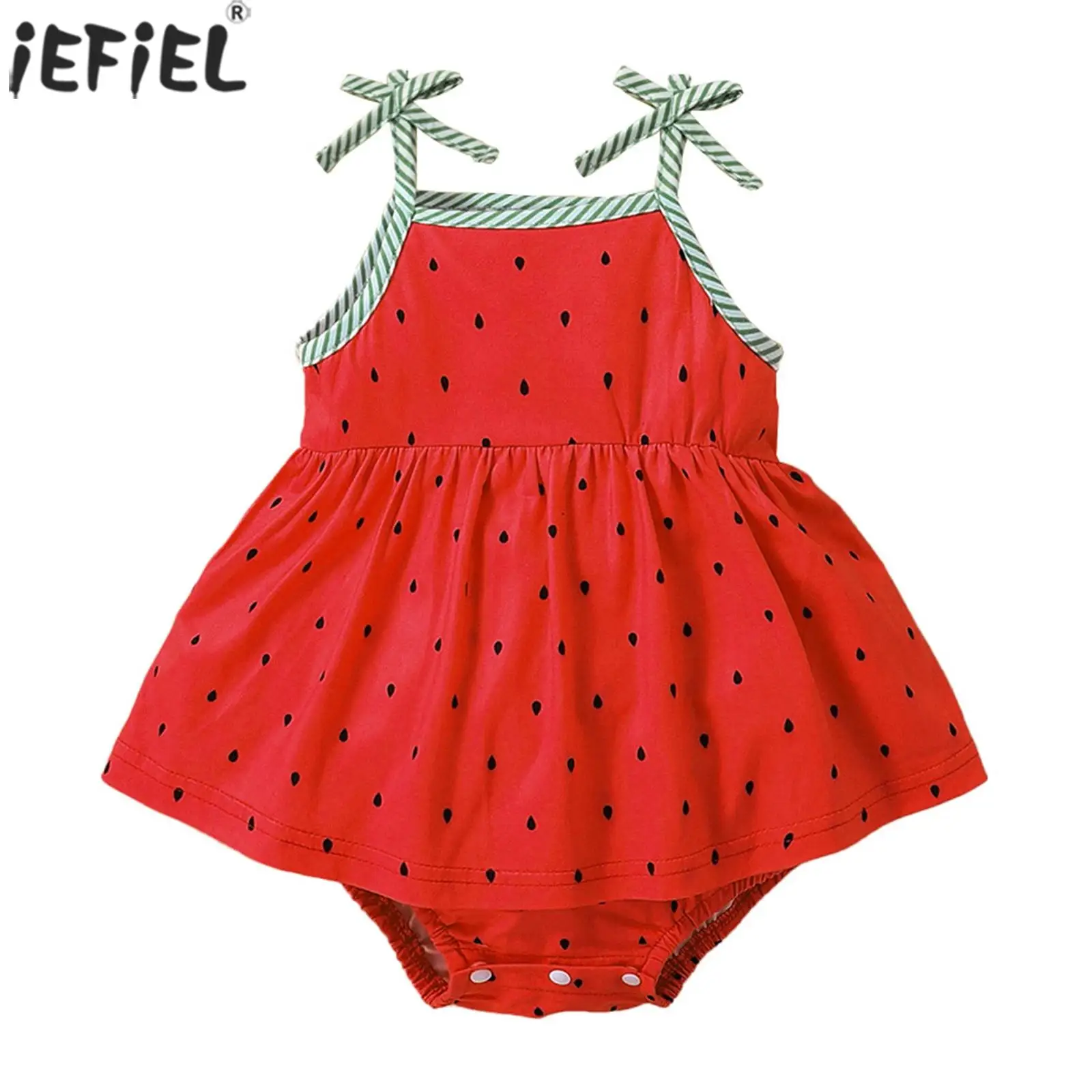 

Baby Girls Summer Cute Watermelon Rompers Dress Spaghetti Strap Sleeveless Jumpsuit Children Clothes Holiday Casual Daily Wear