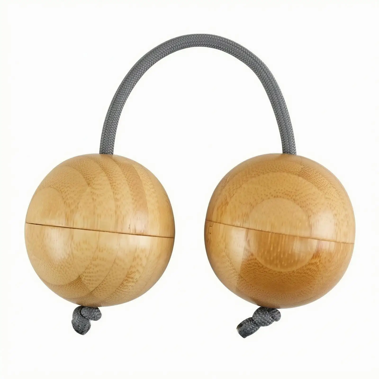 Shaking Rhythm Instrument with Wooden Spheres Solid Wood Cord-Connected Wooden Rhythm Balls Tandem Ball Shaker Organic Sound