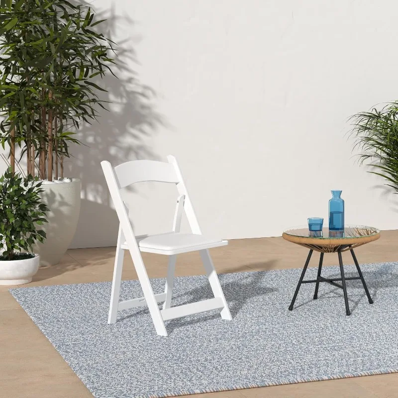 SIMPLEX Resin Folding Chairs, Padded Seat, 800 lb, White, 12 Pack | Rental-grade event chairs with washable vinyl seats