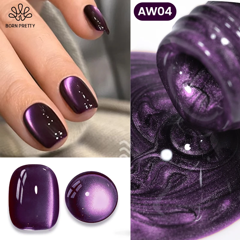 BORN PRETTY 10ml Purple Water Light Cat Magnetic Gel Polish Soak Off UV LED Varnish Semi Permanent Nail Art for Manicure Design