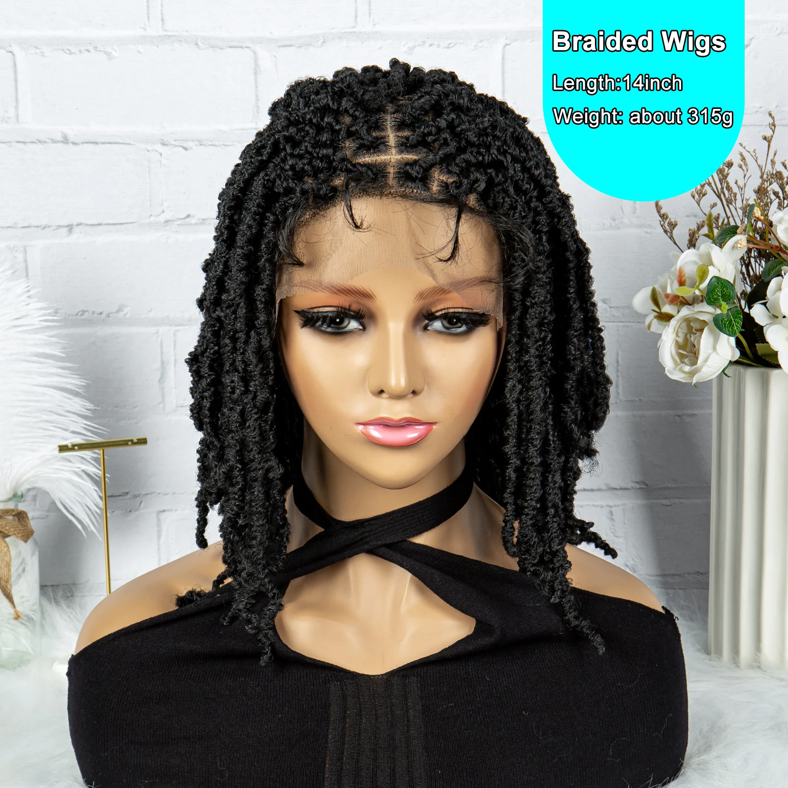 Synthetic Lace Front Wig Braided Wigs Dreadlock Wig 14 inches Knotless Box Butterfly Locs Wigs for Black Women Synthetic Wig