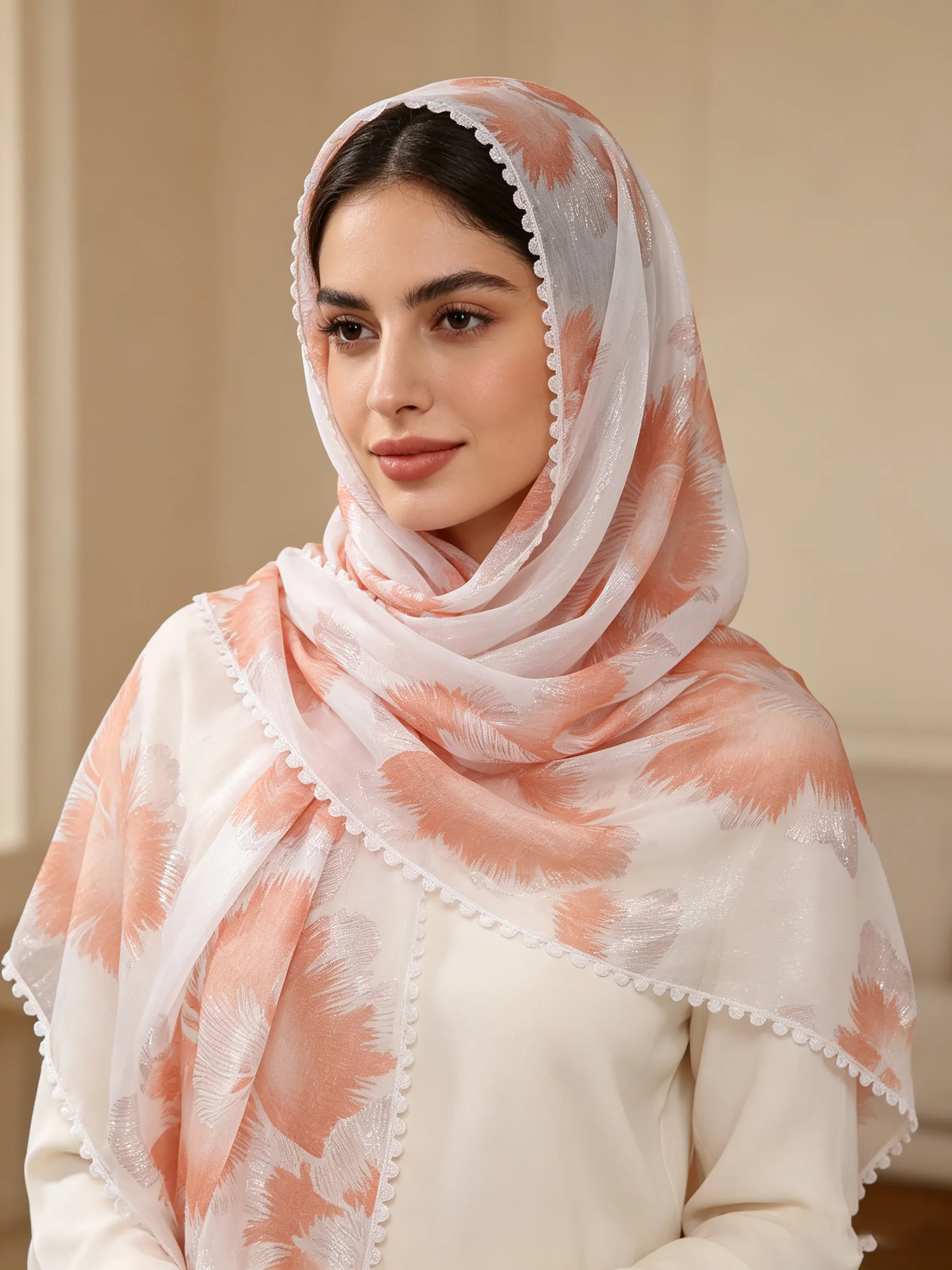 New Arrival Crinkle Stain Print Hijab Women Luxury Pleated Silk Scarf Soft Glossy Muslim Headscarf Long Shawl Wrap