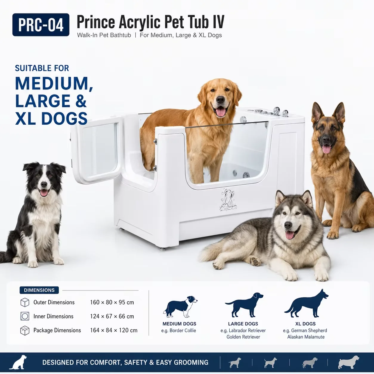 Container Importer Volume Optimized White Acrylic Stackable Dog Grooming Tub