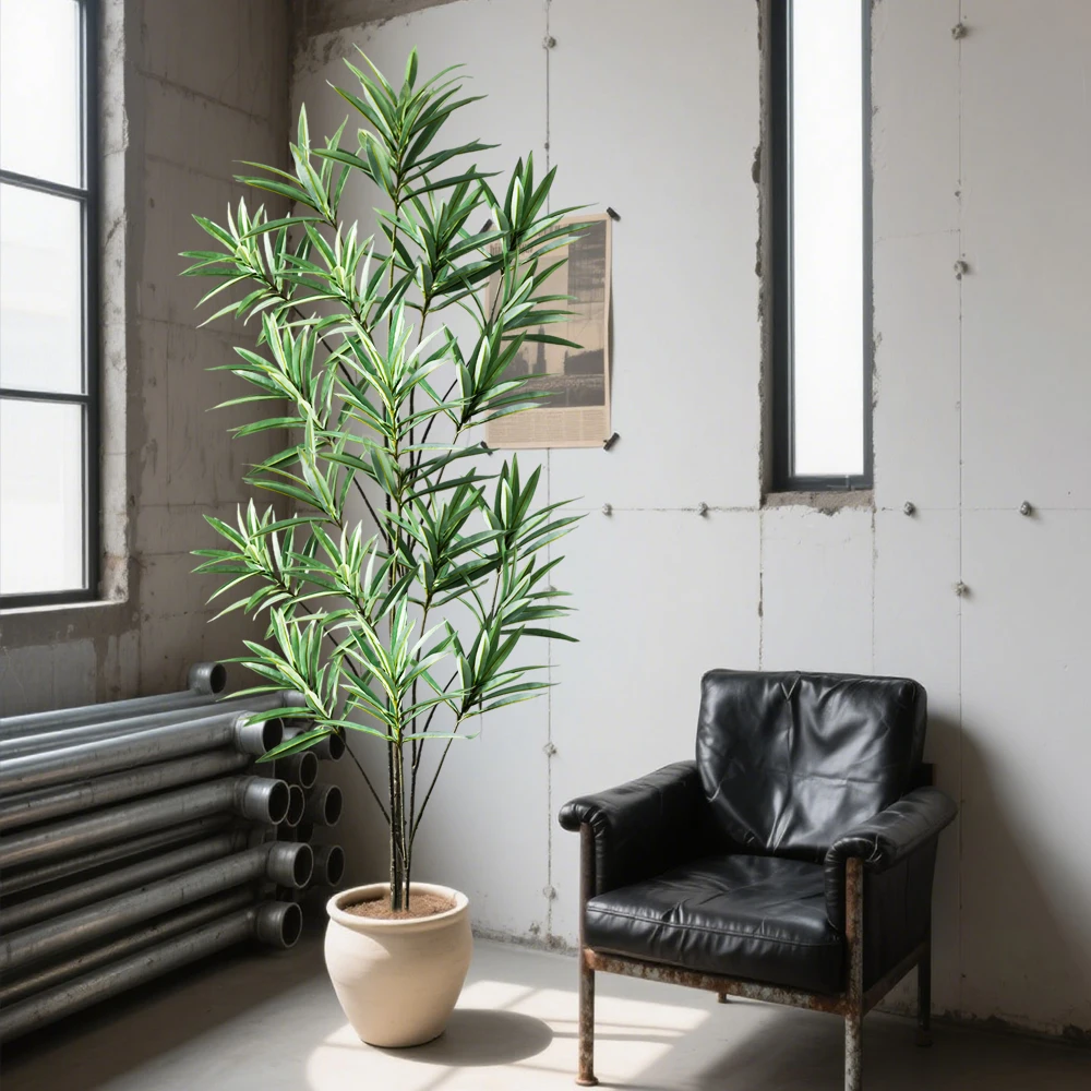 Rama de olivo Artificial grande de 70-115cm, palmera falsa, plantas de Dracaena de plástico, lirio Tropical de bambú para decoración del jardín del hogar