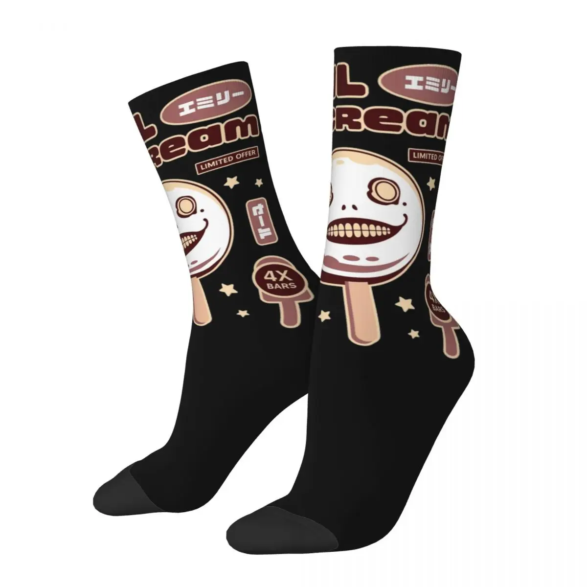 Emil Ice Cream NieR:Automata 2B Socks Men's Women's Polyester Fashion Socks Hip Hop Spring Summer Autumn Winter Socks Gifts