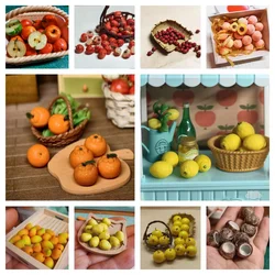 3pcs Simulatie Miniatuur Fruit Klei Oranje Mango Citroen Perzik Lychee Peer Appel Meidoorn Model BJD Poppenhuis Accessoires Ob11