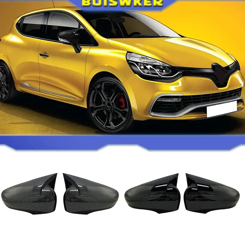 

Glossy Black/Carbon Look Car Side Door Rearview Mirror Cover Cap For Renault Clio 4 Mk4 / Zoe / Captur 2012-2019 Mirror Case