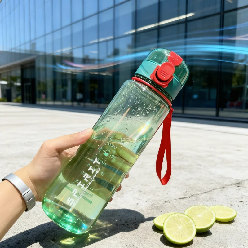 700 مللي زجاجة مياه رياضية مقياس علامة قطرة مقاومة شرب كوب للرياضة في الهواء الطلق زجاجة مشروبات بلاستيكية سعة كبيرة مانعة للتسرب