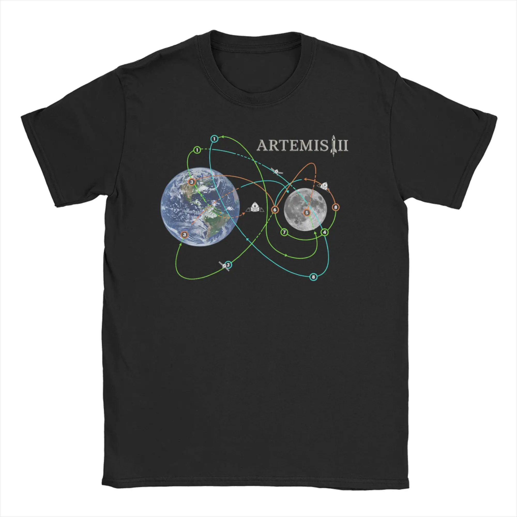Men Women Artemis Ii Mission Patch Style Space Exploration Rocket T Shirt  Pure Cotton Tops Vintage Tee Shirt Plus Size T-Shirts