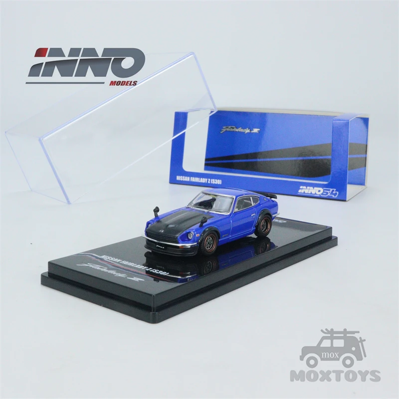 INNO64 1:64 Nissan Fairlady Z S30 Blue with carbon Hood Diecast Model Car