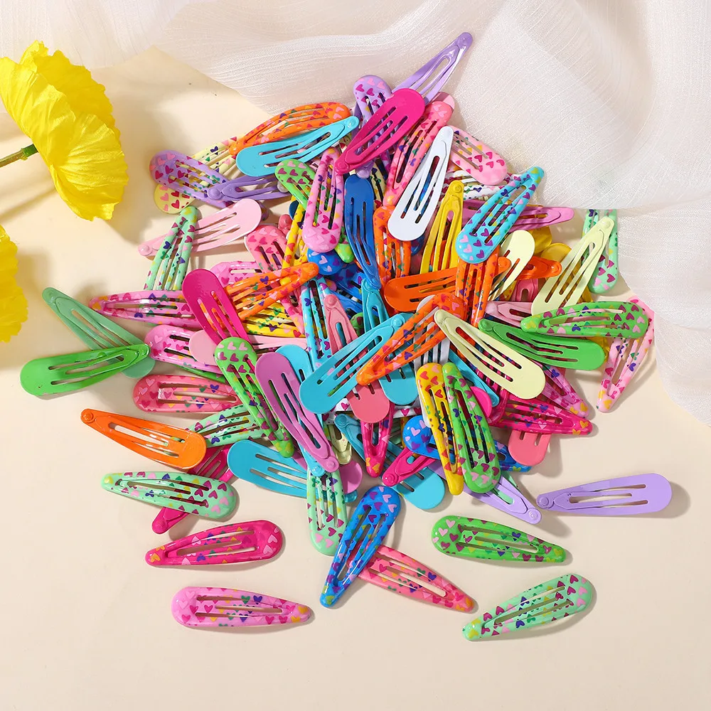 

30Pcs Random Color Girls Hairpin Print Cartoon Fruit Flower Hair Clip Cute Powder Hairgrip Children Headdress Hair Accessories