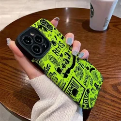 For Funda iphone 17 16 15 14 16e 12 11 13 Pro 15Pro 16Pro Max Plus mini Phone Case Cover 17Air 17 Pro soft Printed Leather Cases