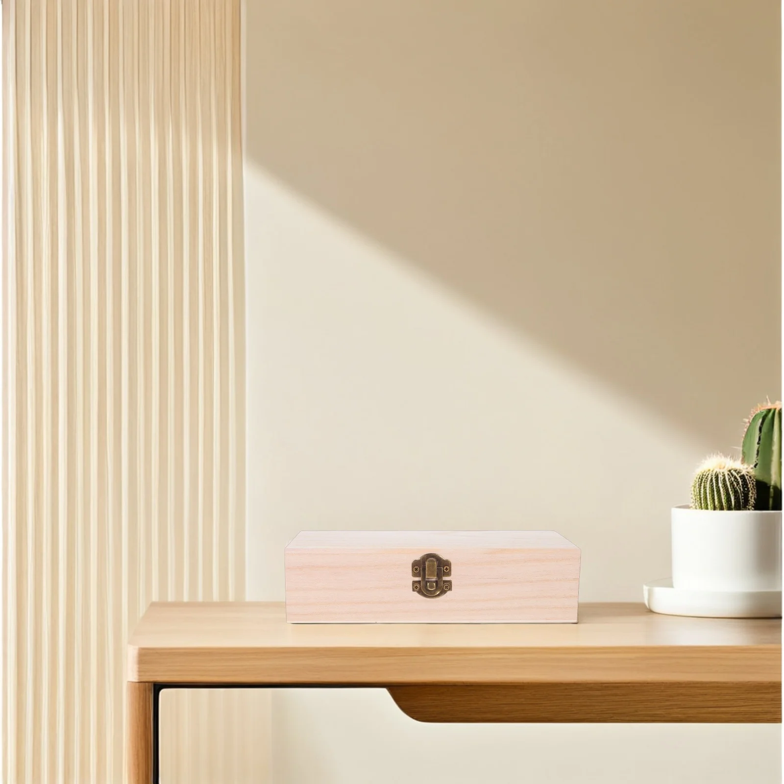 

2Pcs Unpainted Wood Case DIY Personalization Wooden Treasure Chest for Jewelry Photos Rings Watches Christmas Presents Rustic