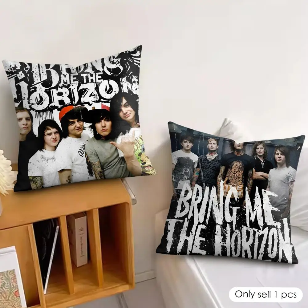 B-Bring Me the H-Horizon Metal Cushion Cover Soft Plush Fabric Double-Sided Printed Pillowcase for All Seasons Home Decor
