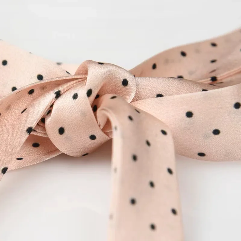 Literature and Art Style Light Pink Black Polka Dot Simulated Silk Bow Tie Necklace Women Gentle and Sexy Charm Necklace