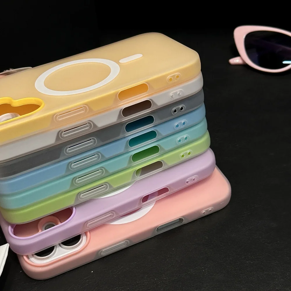 حافظة فاخرة كاندي غير لامعة لهاتف Magsafe لهاتف آيفون 17 Air 16 15 14 13 12 Pro Max 11 16Plus 16E SE4 17Pro غطاء مغناطيسي شفاف 2 في 1 #6