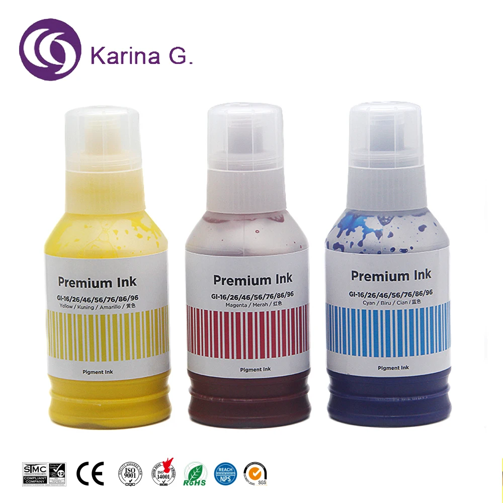 Imagem -02 - Cor Premium Compatível Garrafa a Granel à Base de Água Recarga Tinta para Canon Maxif Gx6070 G7070 Impressora Gi76 gi 76 Gi76