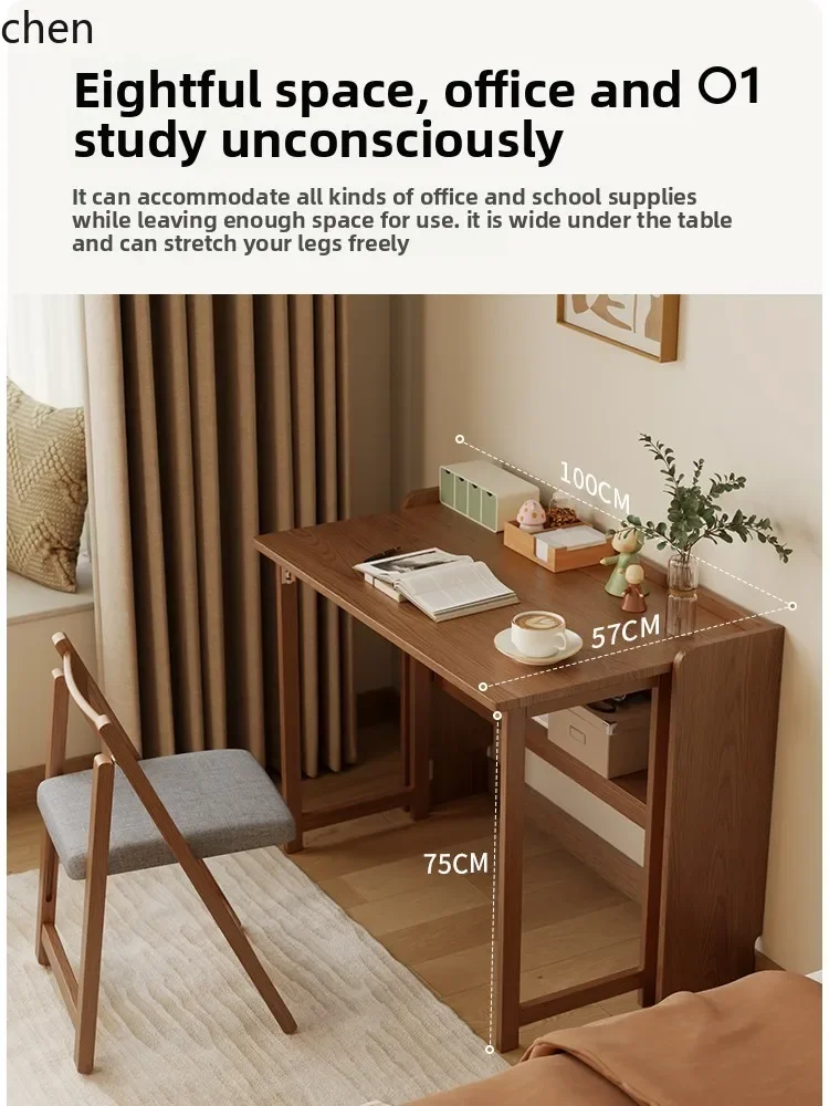 Study Computer Desk Solid Wood Folding Desk Student Home Bedroom Simple Small Apartment WritingN2