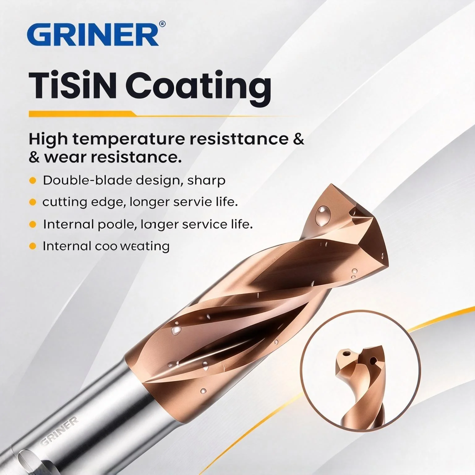 GRINER 3xD Long Reach Solid Carbide Twist Drill Internal Coolant Through Coolant Drill Bit For Steel & Stainless Steel CNC Drill