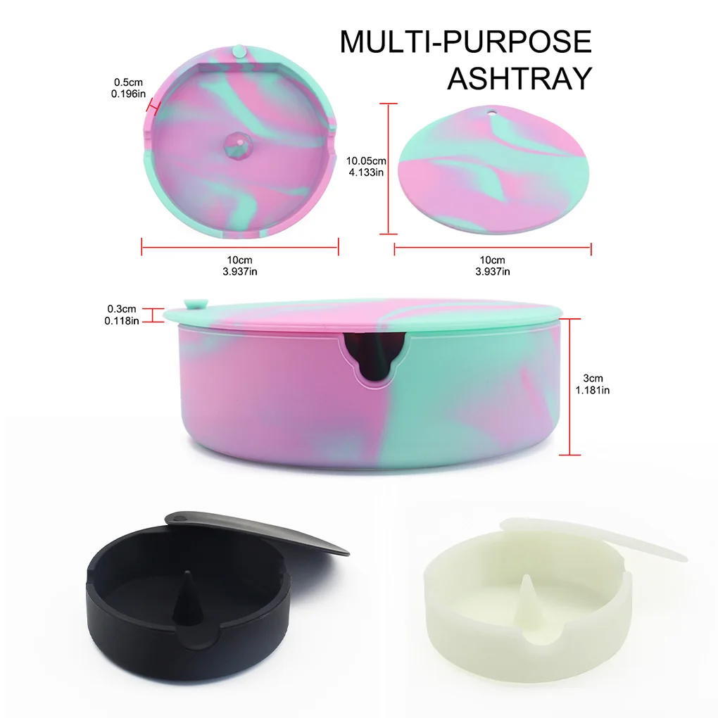 Ashtray Silicone Heats Resistant Soft Car Interior Ash Tray with Lid Anti-Scalding Washable Personalized Office Container