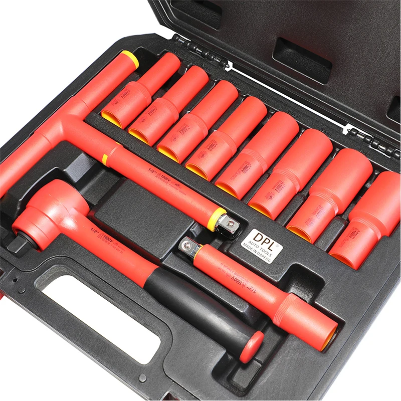 Insulated socket wrench assembly 11-piece set, new energy insulated socket wrench 1000V 10/12/13/14/17/19/22/24mm