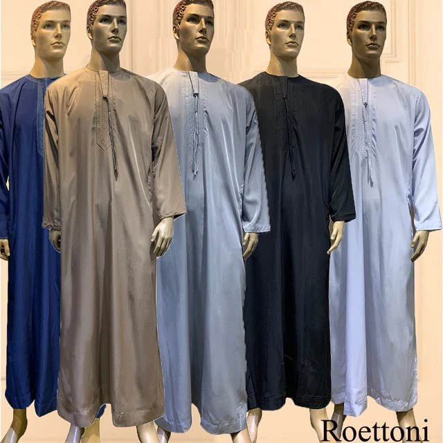 Manches longues Aman Abaya 1 piece Jubba Thobe pour hommes caftan Pakistan musulman arabie saoudite Djellaba Islam vetements Robe de priere Afghan AliExpress