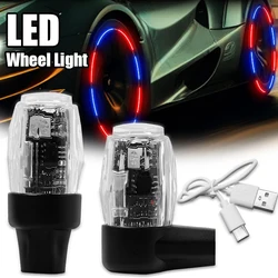 Car LED Wheel Hub Lights Auto Rechargeable Valve Night Light Automatic Motorcycle Colorful Explosive Flash Tire Decorative Lamp