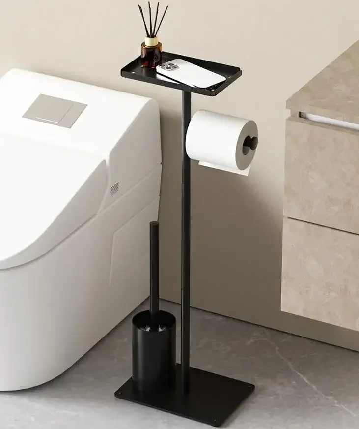 Imagem -02 - Toilet Paper Holder Stand com Prateleira de Armazenamento Floor Standing Roll Holder com Magazine Aço Inoxidável