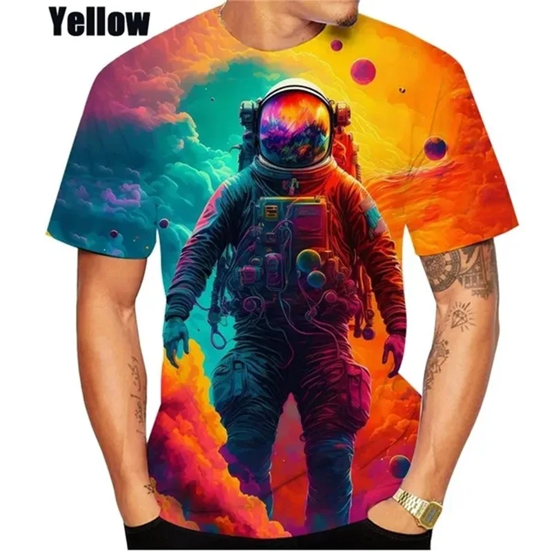 

Summer Astronaut Pattern Tshirt For Men 3D Printed Casual Personality Spacesuit Tee Tops Unisex Round Neck Short Sleeve Tshirts