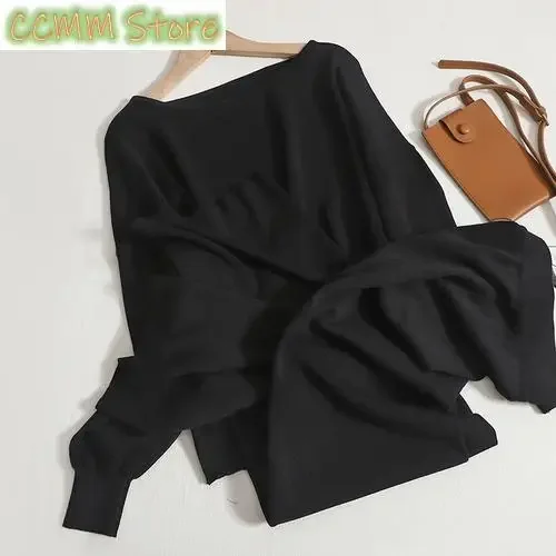 New Solid Knitting 2 Piece Sets Womens Outfits Fashion Autumn O Neck Long Sleeve Casual Sets High Waist Pant Sets