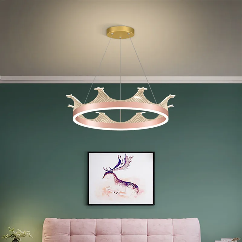 Bedroom living room kitchen with remote control home Crown gold pink modern chandelier lighting fixtures
