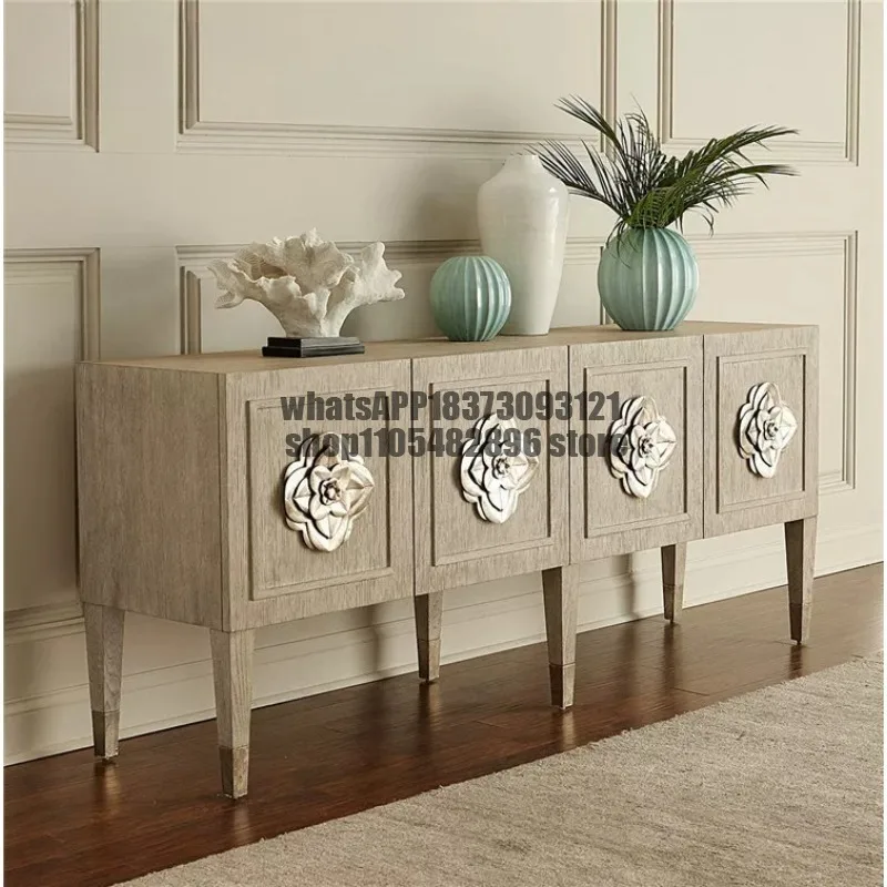 Postmodern light luxury simple TV cabinet small apartment retro craftsmanship American high-end living room floor cabinet