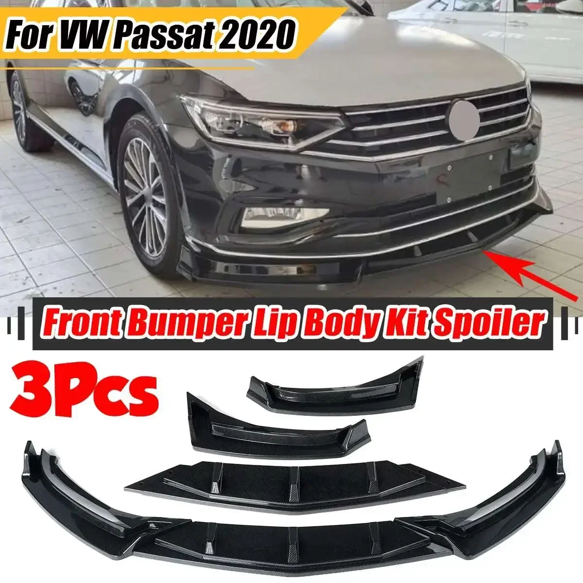 

High Quality Car Front Bumper Lip Spoiler Bumper Lip Deflector Lips Diffuser Lip For Volkswagen For VW For Passat 2020 Body Kit