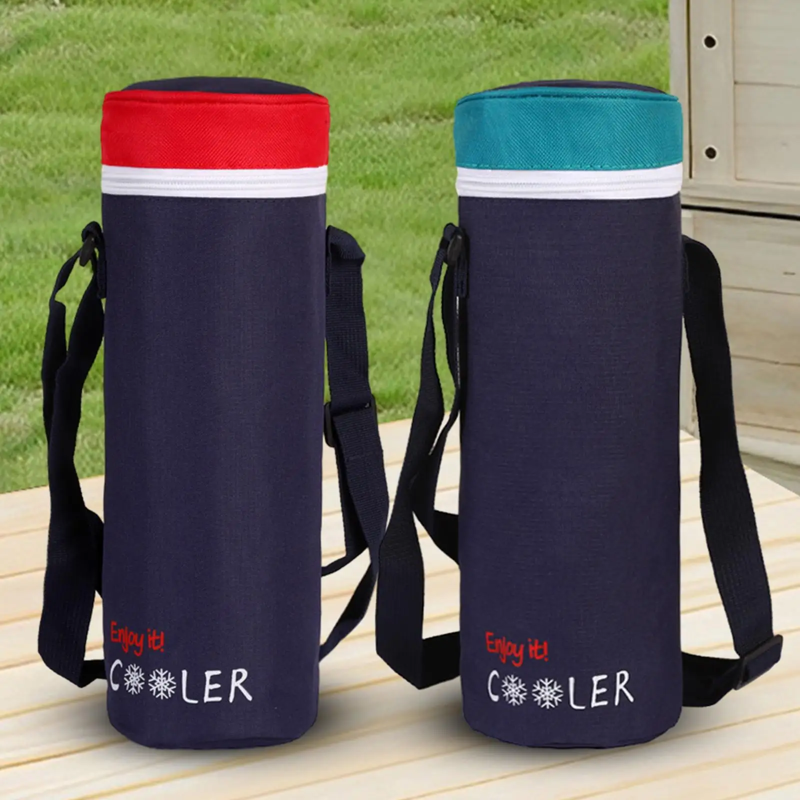 Insulated Water Bottle Carrier Bag with Adjustable Shoulder Strap Cooler Bag Oxford for Running Climbing Travel Picnic