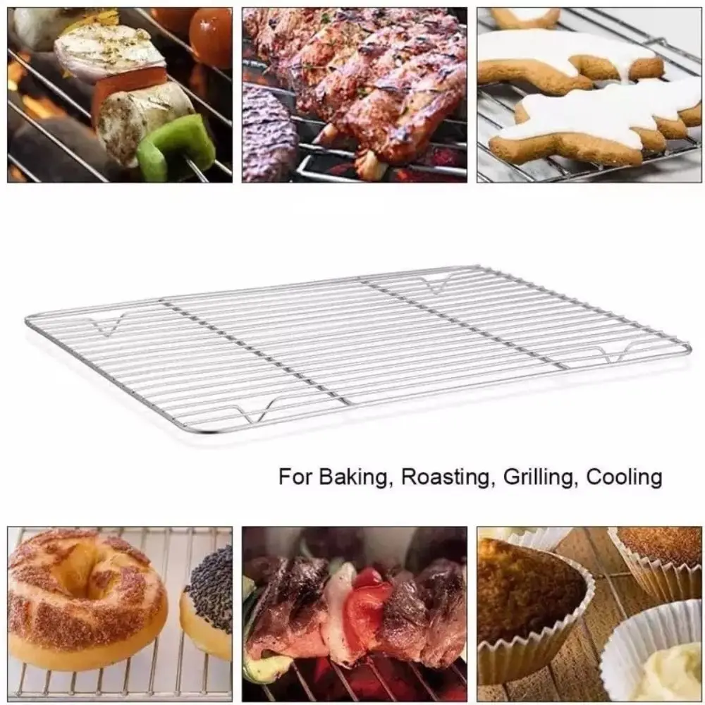 New Stainless Steel Cooling Rack Non-stick Silver BBQ Tray Cake Cooler
