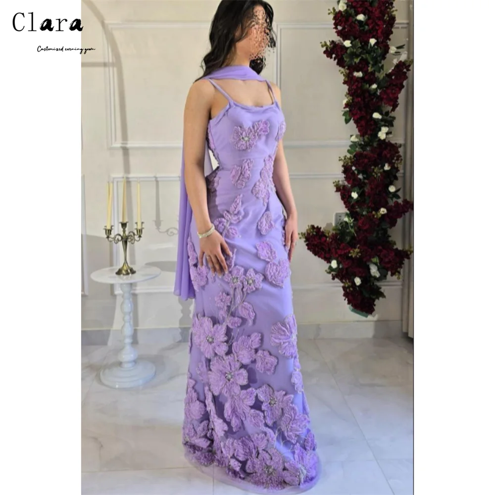 

Clara Custom Purple Flowers Embroidery Fishtail Elegant Evening Dresses for Woman Luxury Dress Evening 2026 Party Long Dress