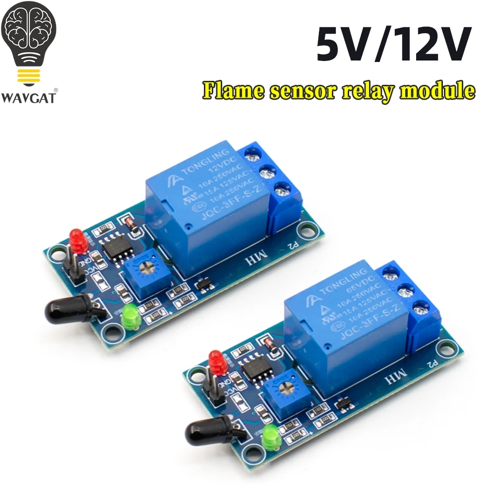 WAVGAT 5V 12VIR Infrared 1 Channel   Flame Detection Sensor Module Fire Alarm  For Arduino