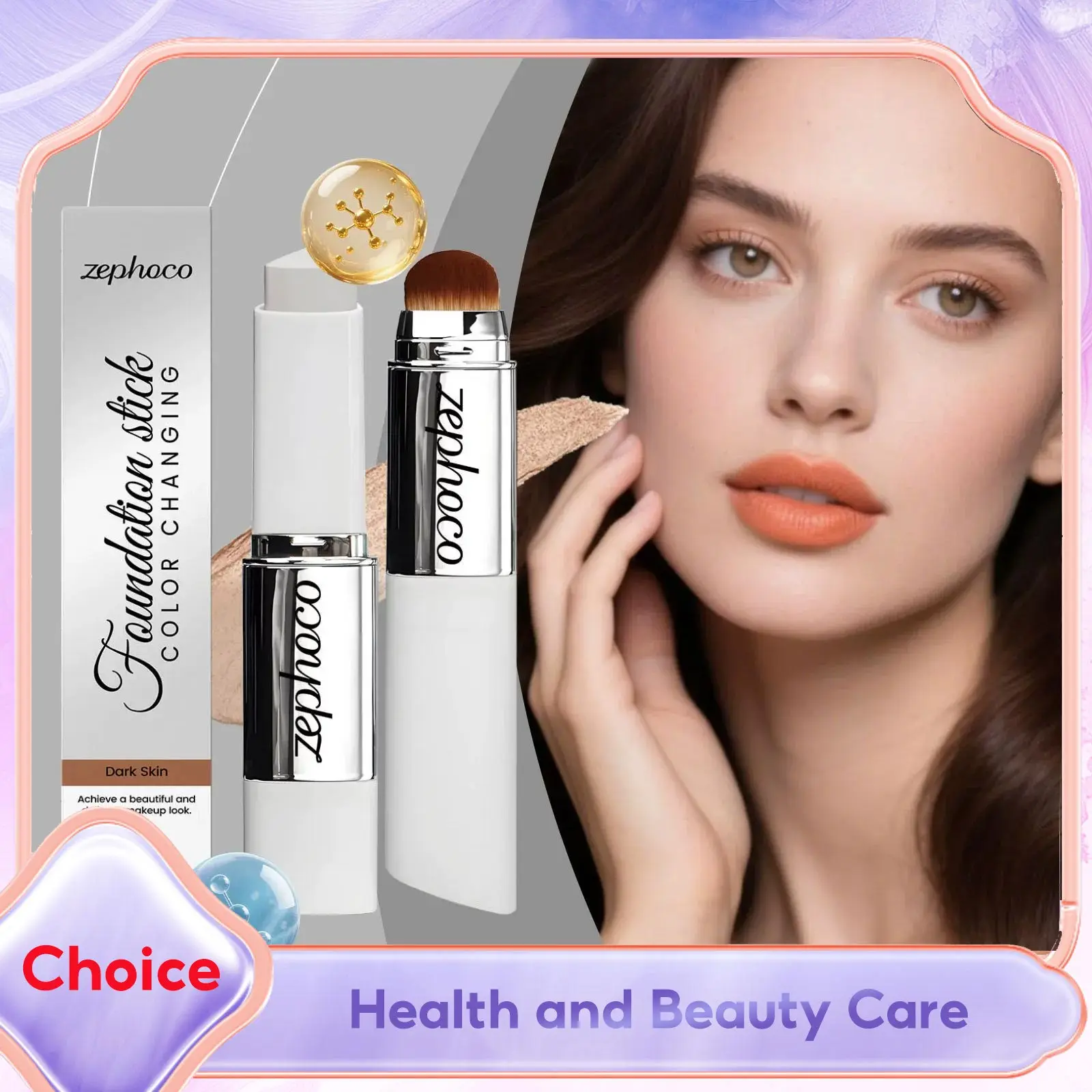 

2 in 1color Changing Foundation Stick Full Coverage Concealers Cream Skin Hydrating Brightening Double Head Finish Base Makeup