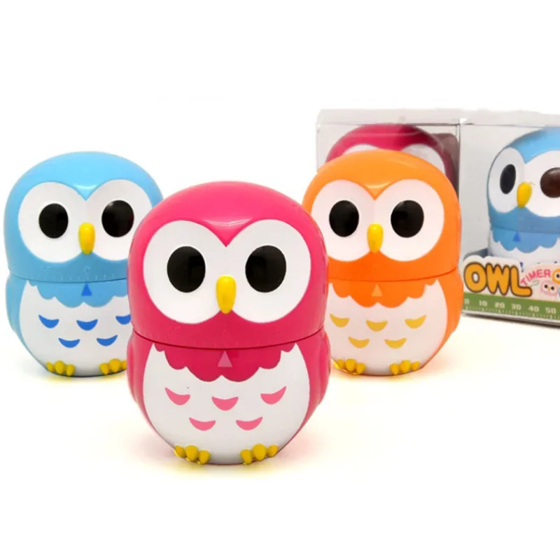 Cartoon Animal Owl Shape Timer 60 Minutes Mechanical Timer Kitchen Cooking Baking Reminders Creative Kitchen Supplies