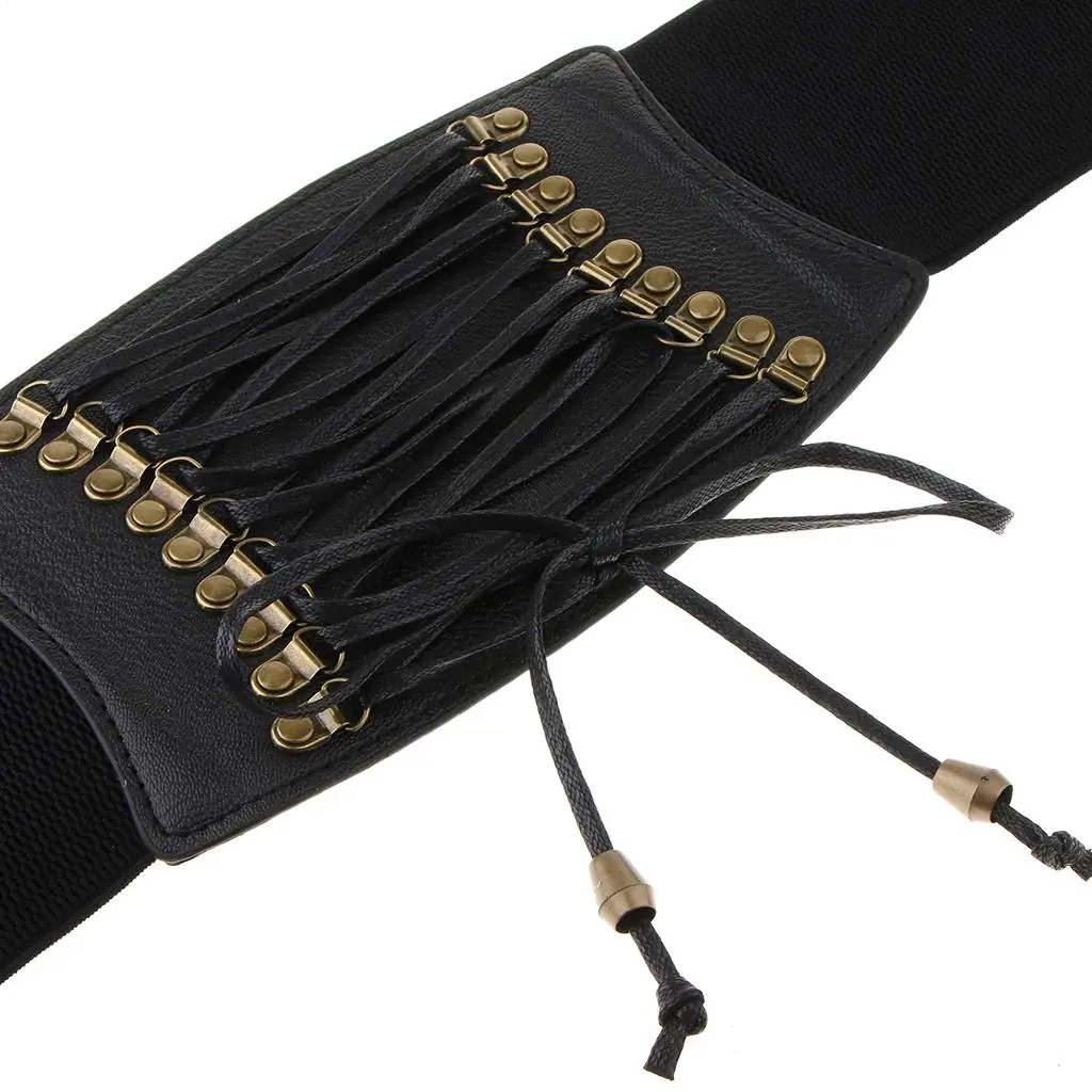 

Wide Belt Elastic Womens Band Corset PU Leather Vintage Waist Belt