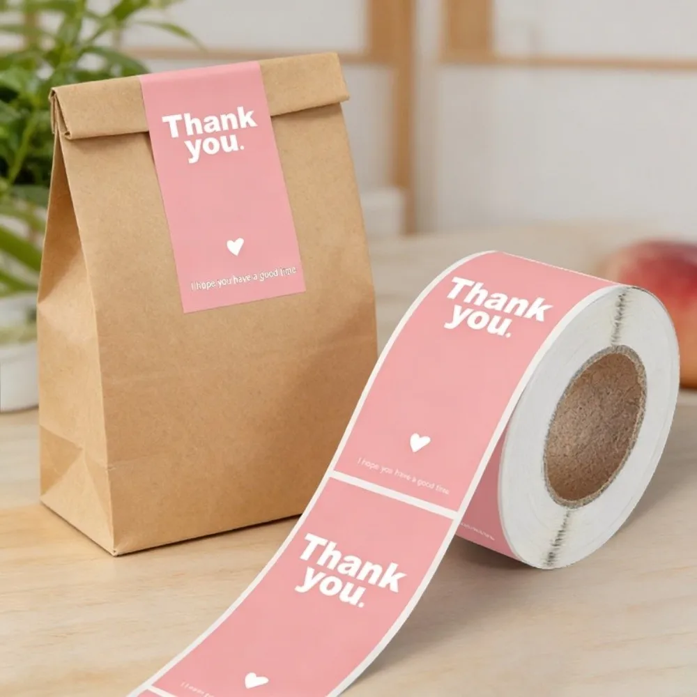 100pcs/roll New Rectangular Thank You Sticker Waterproof Envelope Decoration Decorative Label Sealing Sticker