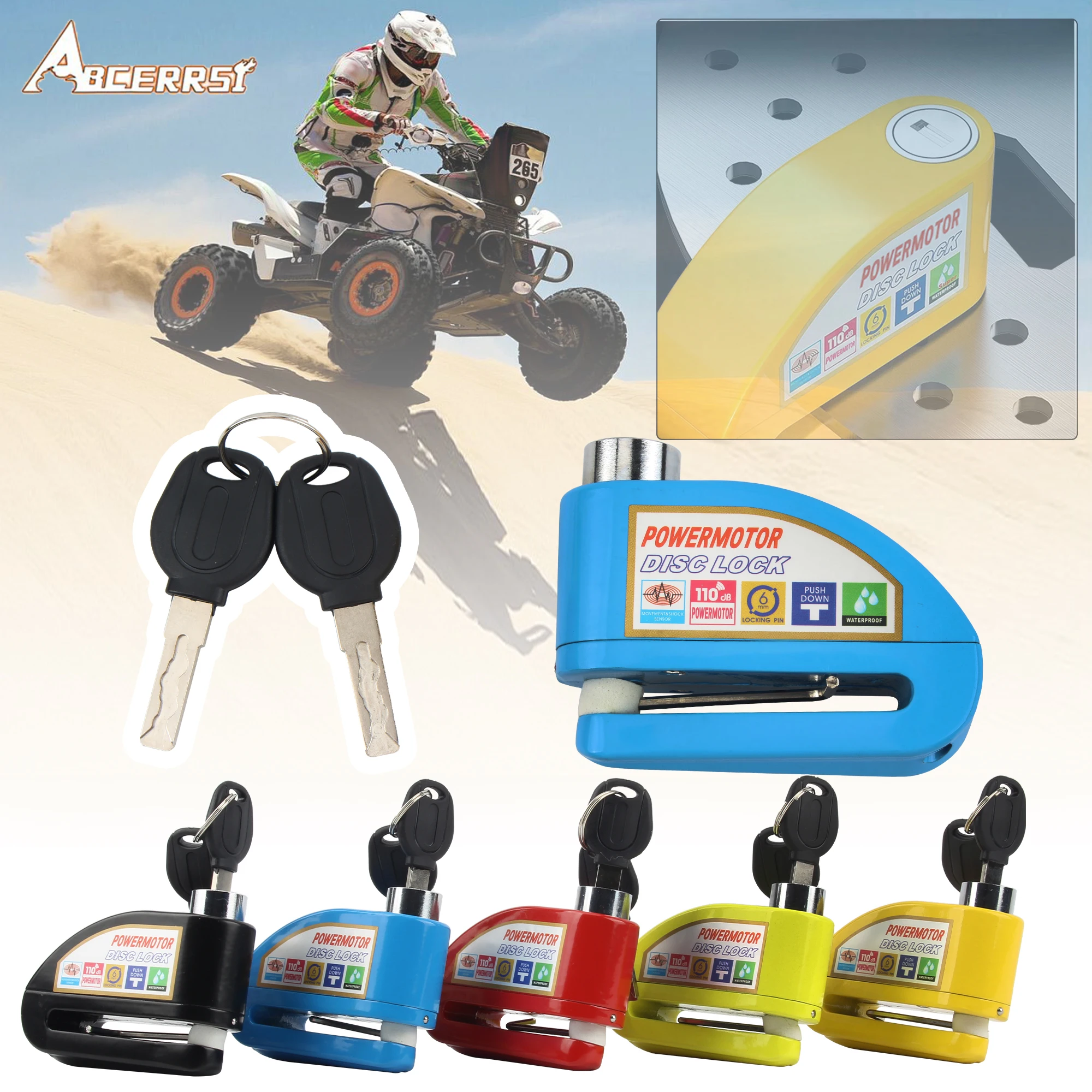 Motorcycle Bicycle Alarm Lock Scooter Bicycle Anti-Theft Safety Disc Brake Lock Waterproof And Anti-Theft Aluminum Alloy Lock