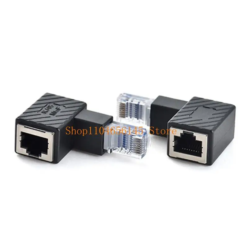 652F Ethernet Adapter 90° RJ45 Male to Fe Extension Cat6 LAN Connector for PC