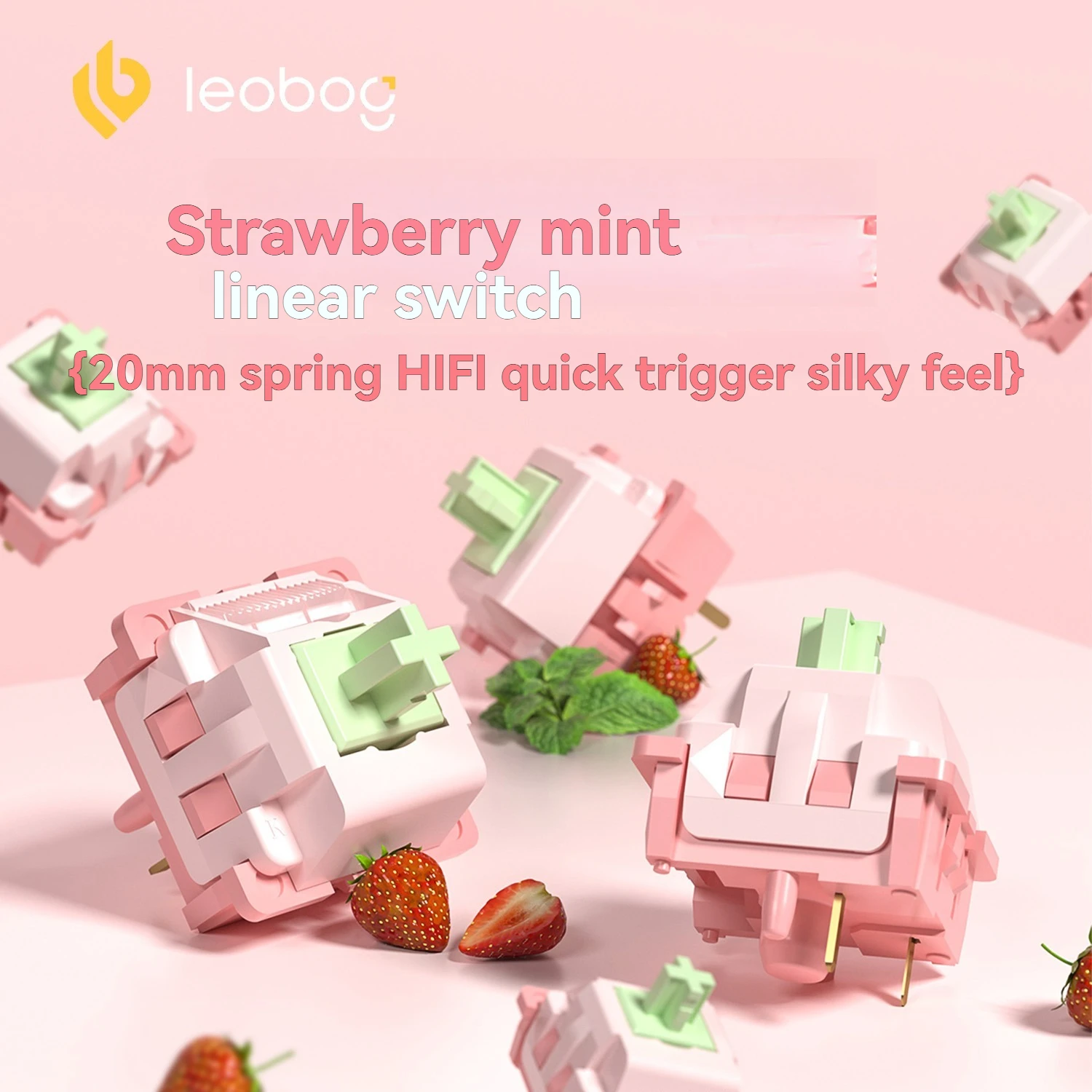 LEOBOG Strawberry Mint Switch Customized Hot Swap Linear Switch 29gf Trigger HIFI Ergonomic Game Mechanical Keyboard Accessories